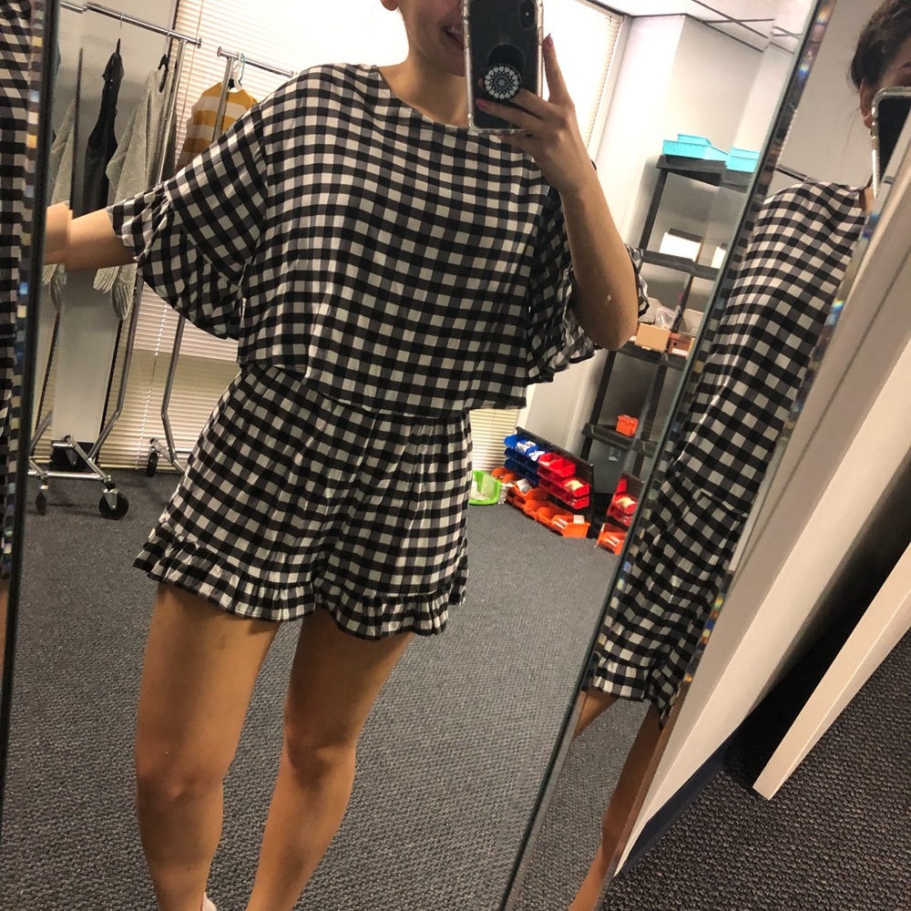 Gingham Ruffled 2 Piece Set